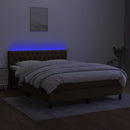 vidaXL barna szövet rugós és LED-es ágy matraccal 140x190 cm