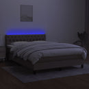 vidaXL tópszínű szövet rugós és LED-es ágy matraccal 140x190cm