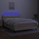 vidaXL krémszínű szövet rugós és LED-es ágy matraccal 140x190cm