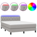 vidaXL világosszürke szövet rugós és LED-es ágy matraccal 140x200 cm