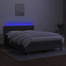 vidaXL sötétszürke szövet rugós és LED-es ágy matraccal 140x200 cm