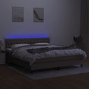 vidaXL tópszínű szövet rugós és LED-es ágy matraccal 160x200 cm