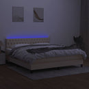 vidaXL krémszínű szövet rugós és LED-es ágy matraccal 160x200 cm