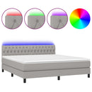 vidaXL világosszürke szövet rugós és LED-es ágy matraccal 160x200 cm