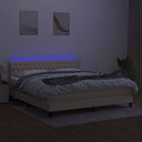 vidaXL krémszínű szövet rugós és LED-es ágy matraccal 180 x 200 cm