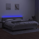 vidaXL világosszürke szövet rugós és LED-es ágy matraccal 200x200 cm