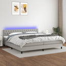 vidaXL világosszürke szövet rugós és LED-es ágy matraccal 200x200 cm
