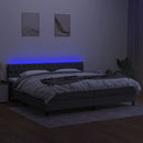 vidaXL sötétszürke szövet rugós és LED-es ágy matraccal 200x200 cm