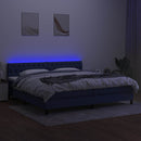 vidaXL kék szövet rugós és LED-es ágy matraccal 200 x 200 cm