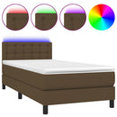 vidaXL barna szövet rugós és LED-es ágy matraccal 80 x 200 cm