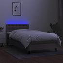 vidaXL tópszínű szövet rugós és LED-es ágy matraccal 80 x 200 cm