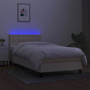 vidaXL krémszínű szövet rugós és LED-es ágy matraccal 80 x 200 cm
