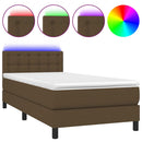 vidaXL barna szövet rugós és LED-es ágy matraccal 90x190 cm