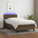 vidaXL barna szövet rugós és LED-es ágy matraccal 90x190 cm