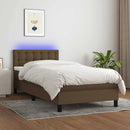 vidaXL barna szövet rugós és LED-es ágy matraccal 90x190 cm