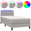 vidaXL világosszürke szövet rugós és LED-es ágy matraccal 90x200 cm