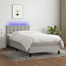 vidaXL világosszürke szövet rugós és LED-es ágy matraccal 90x200 cm