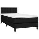 vidaXL fekete szövet rugós és LED-es ágy matraccal 90x200 cm