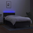 vidaXL fekete szövet rugós és LED-es ágy matraccal 90x200 cm