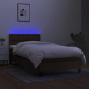 vidaXL barna szövet rugós és LED-es ágy matraccal 90x200 cm