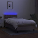 vidaXL tópszínű szövet rugós és LED-es ágy matraccal 90x200 cm