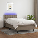 vidaXL tópszínű szövet rugós és LED-es ágy matraccal 90x200 cm
