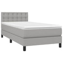 vidaXL világosszürke szövet rugós és LED-es ágy matraccal 100x200 cm