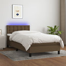 vidaXL barna szövet rugós és LED-es ágy matraccal 100x200 cm