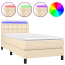 vidaXL krémszínű szövet rugós és LED-es ágy matraccal 100x200 cm