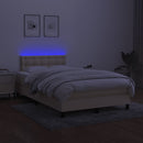 vidaXL krémszínű szövet rugós és LED-es ágy matraccal 120 x 200 cm