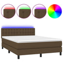 vidaXL barna szövet rugós és LED-es ágy matraccal 140x190 cm
