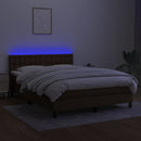 vidaXL barna szövet rugós és LED-es ágy matraccal 140x190 cm