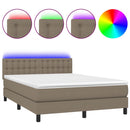 vidaXL tópszínű szövet rugós és LED-es ágy matraccal 140x190cm