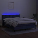 vidaXL kék szövet rugós és LED-es ágy matraccal 140x190 cm