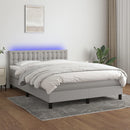 vidaXL világosszürke szövet rugós és LED-es ágy matraccal 140x200 cm