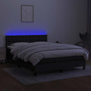 vidaXL fekete szövet rugós és LED-es ágy matraccal 140x200 cm