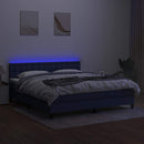 vidaXL kék szövet rugós és LED-es ágy matraccal 180 x 200 cm