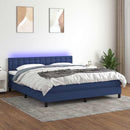 vidaXL kék szövet rugós és LED-es ágy matraccal 180 x 200 cm