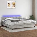 vidaXL világosszürke szövet rugós és LED-es ágy matraccal 200x200 cm