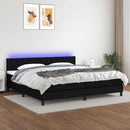 vidaXL fekete szövet rugós és LED-es ágy matraccal 200x200 cm