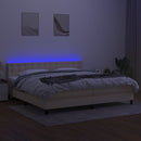 vidaXL krémszínű szövet rugós és LED-es ágy matraccal 200 x 200 cm