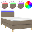 vidaXL tópszínű szövet rugós és LED-es ágy matraccal 90x190 cm