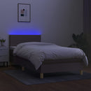 vidaXL tópszínű szövet rugós és LED-es ágy matraccal 90x190 cm