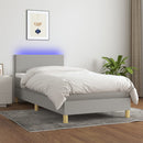 vidaXL világosszürke szövet rugós és LED-es ágy matraccal 90x200 cm