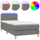 vidaXL sötétszürke szövet rugós és LED-es ágy matraccal 90x200 cm