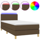 vidaXL barna szövet rugós és LED-es ágy matraccal 90x200 cm
