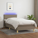 vidaXL tópszínű szövet rugós és LED-es ágy matraccal 90x200 cm