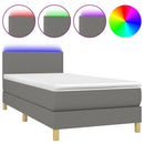 vidaXL sötétszürke szövet rugós és LED-es ágy matraccal 100x200 cm
