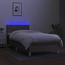 vidaXL tópszínű szövet rugós és LED-es ágy matraccal 100x200 cm