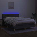 vidaXL sötétszürke szövet rugós és LED-es ágy matraccal 140x190 cm